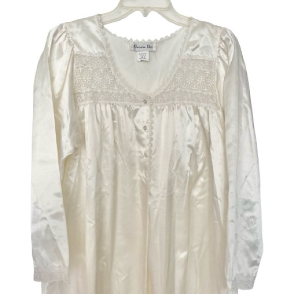 Christian Dior Vintage Nightgown Ivory Lace Trim - Picture 3 of 7